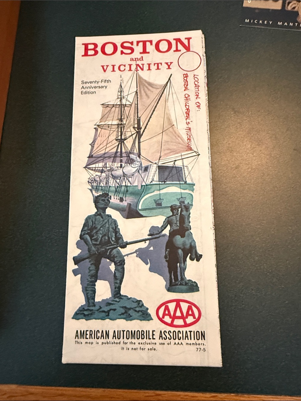 Boston and Vicinity Vintage Map Cover Coffee Table Book - AAA - White and Red